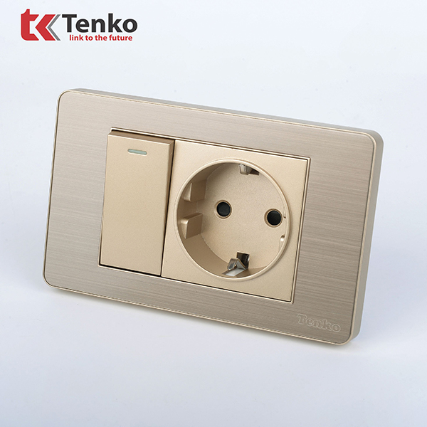 Công Tắc + Ổ Cắm Chìm Chuẩn Đức TK-C7G-063 Hợp Kim