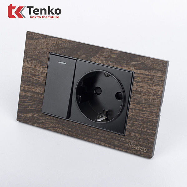 Công Tắc Ổ Cắm Điện Âm tường Mặt Vân Gỗ TK-C6A-059