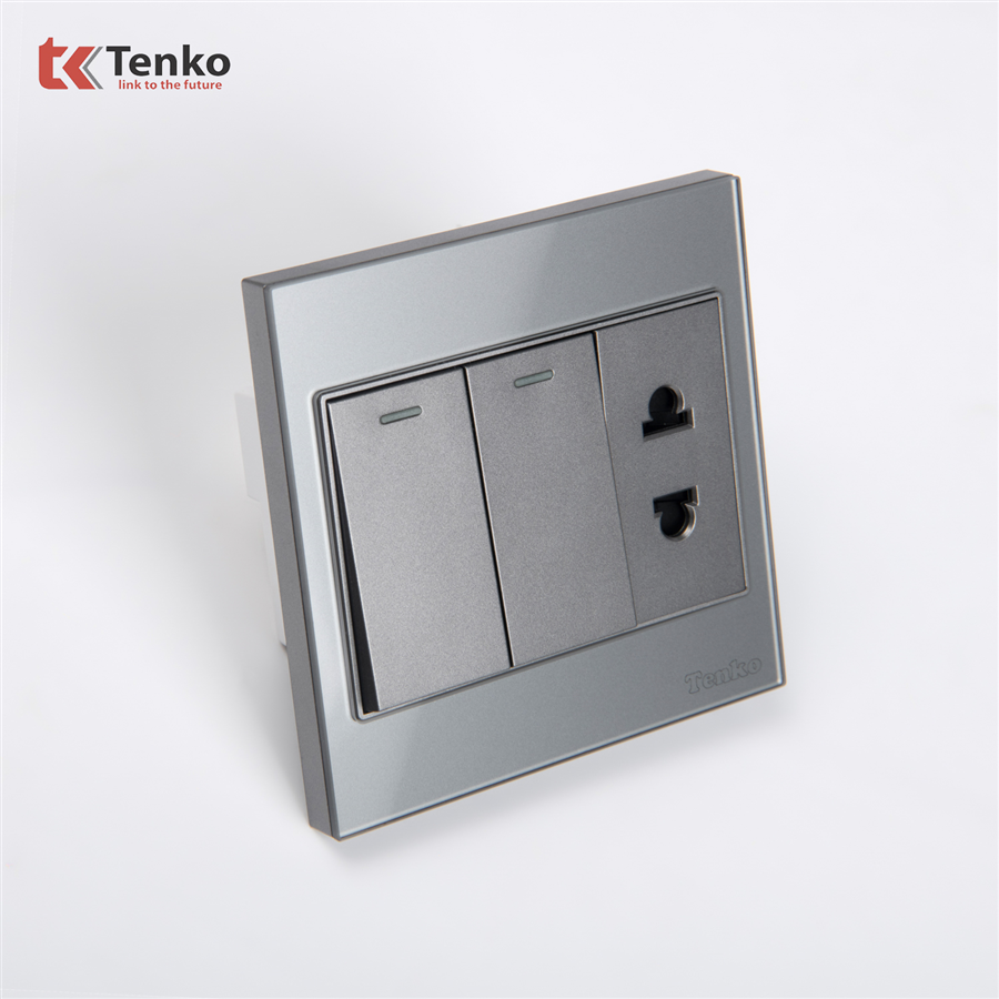 Công Tắc Ổ Cắm Điện Kính Cường Lực TK-V18-027