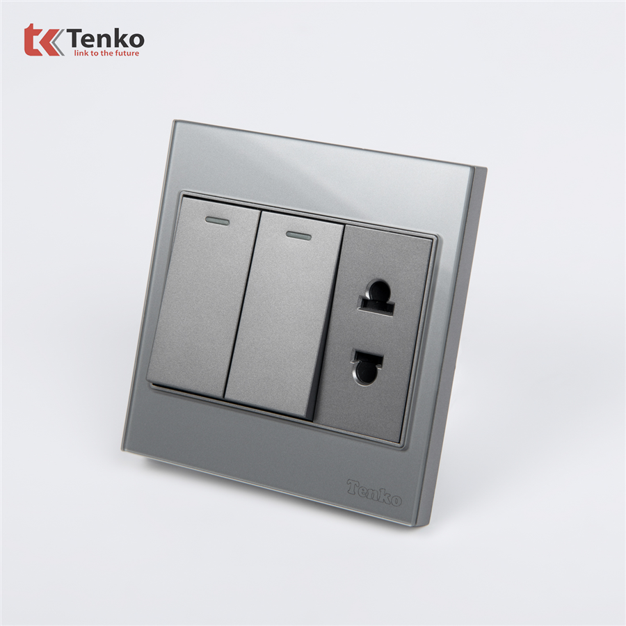 Công Tắc Ổ Cắm Điện Kính Cường Lực TK-V18-027