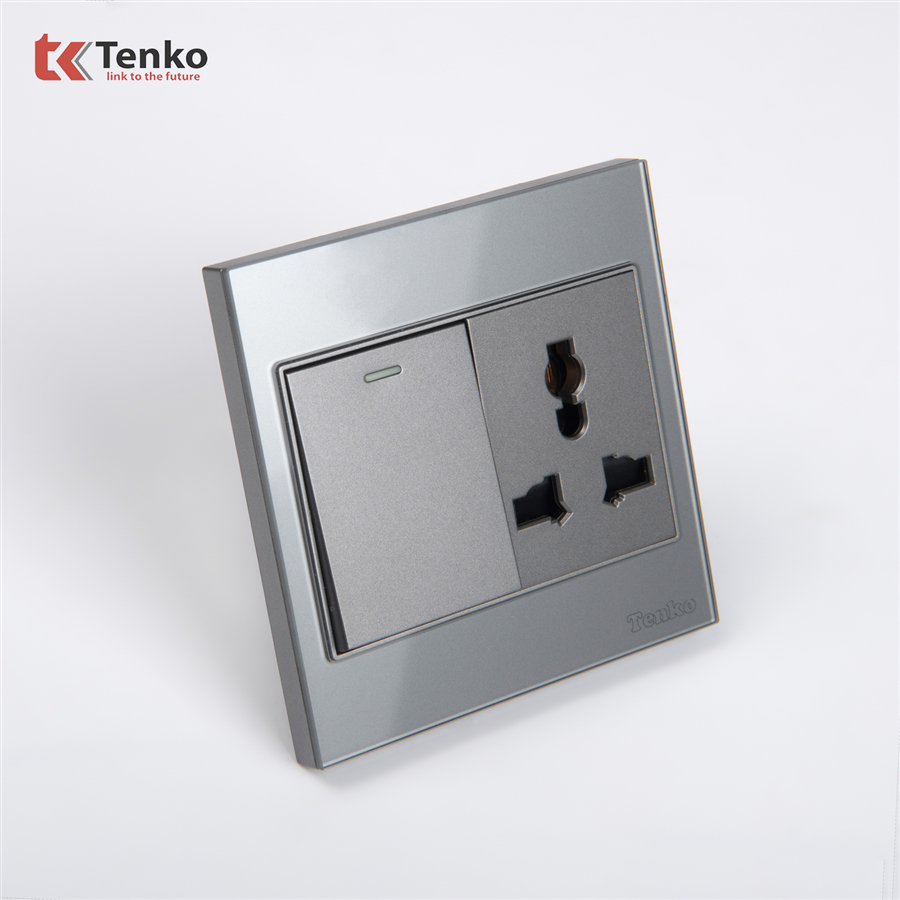 Công Tắc Ổ Cắm Điện Kính Cường Lực TK-V18-039