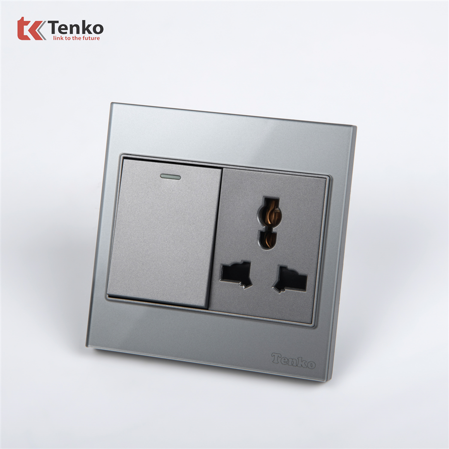 Công Tắc Ổ Cắm Điện Kính Cường Lực TK-V18-039