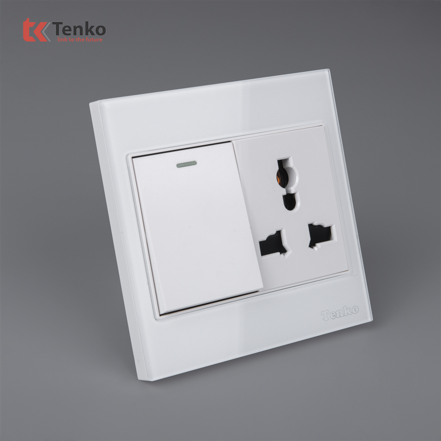 Công Tắc Ổ Cắm Điện Kính Cường Lực TK-V18-039