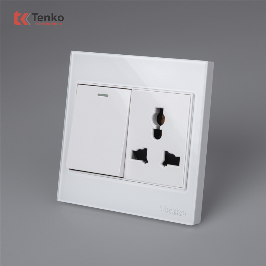 Công Tắc Ổ Cắm Điện Kính Cường Lực TK-V18-039