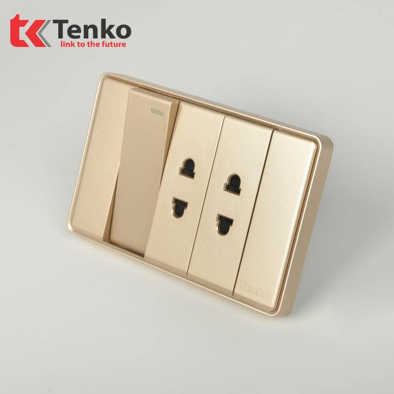 Công Tắc, Ổ Cắm Tràn Viền C1-025 Vàng Viền Vàng