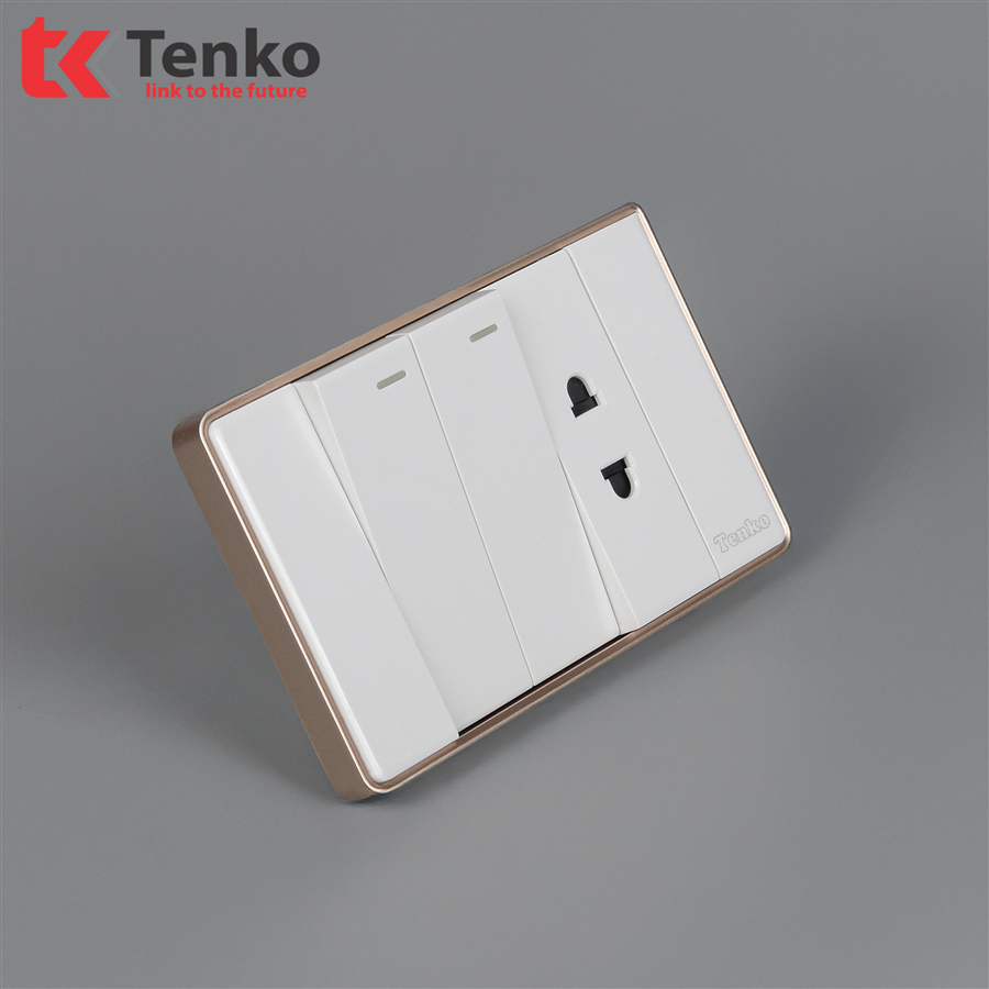 Công Tắc, Ổ Cắm Tràn Viền C1-027 Trắng Viền Vàng