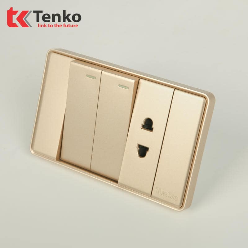 Công Tắc, Ổ Cắm Tràn Viền C1-027 Vàng Viền Vàng