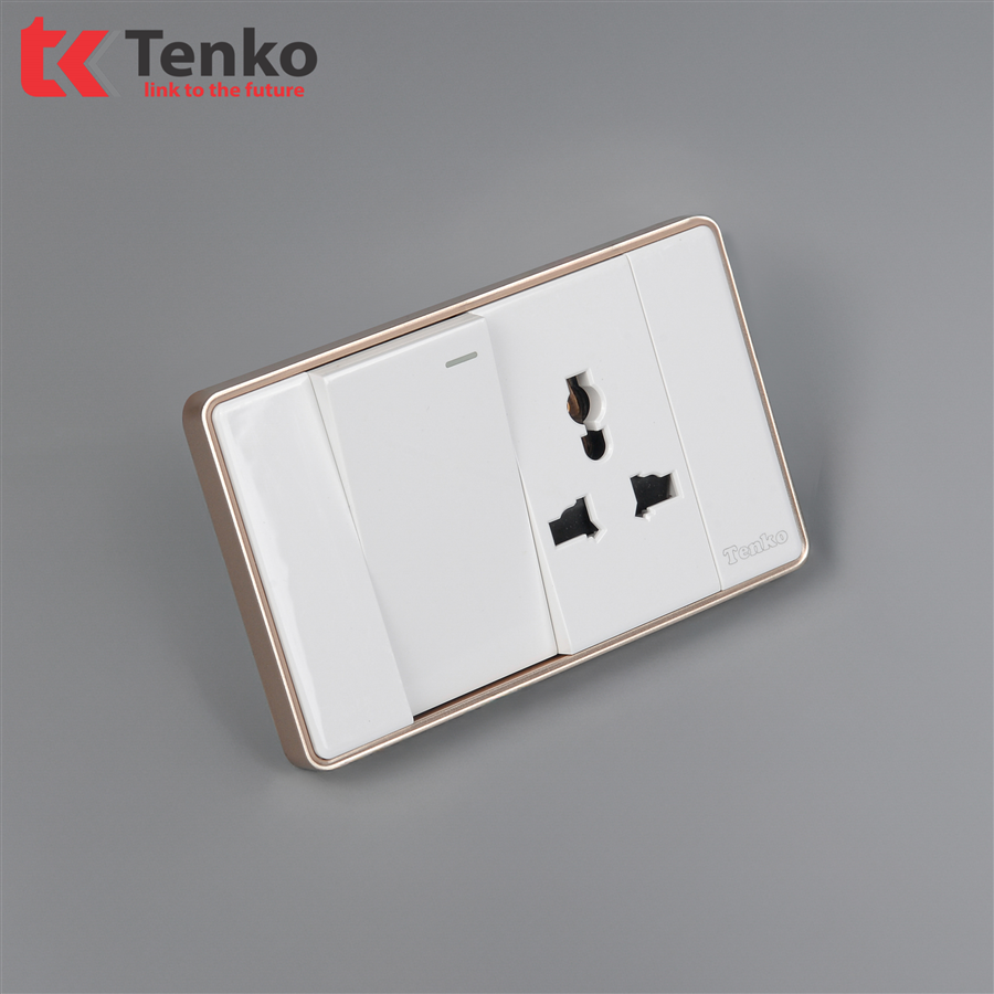 Công Tắc, Ổ Cắm Tràn Viền C1-039 Trắng Viền Vàng