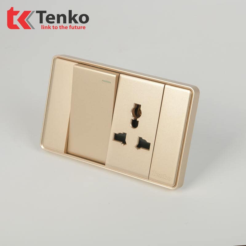 Công Tắc, Ổ Cắm Tràn Viền C1-039 Vàng Viền Vàng
