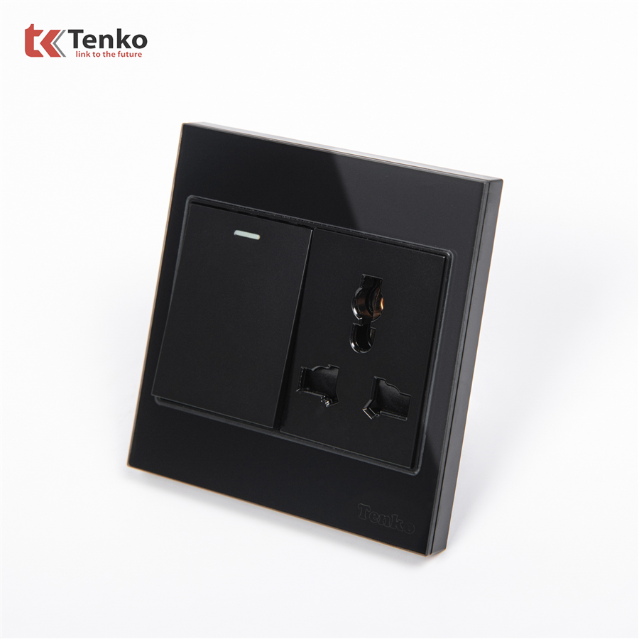 Công Tắc Và Ổ Cắm Kính Cường Lực TK-V18-039 Trắng