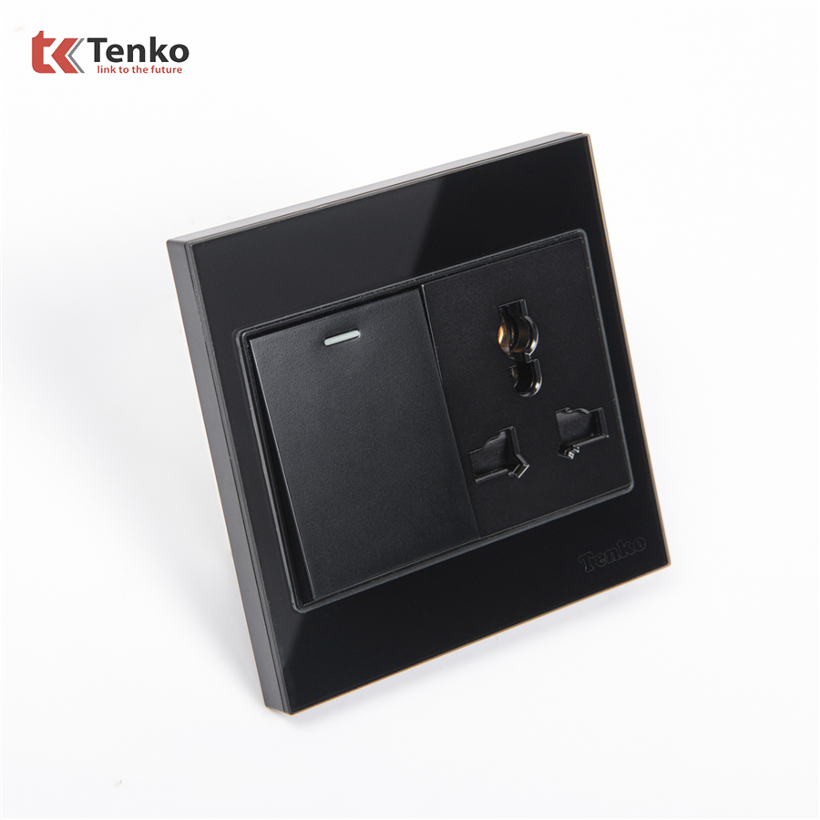 Công Tắc Và Ổ Cắm Kính Cường Lực TK-V18-039 Trắng