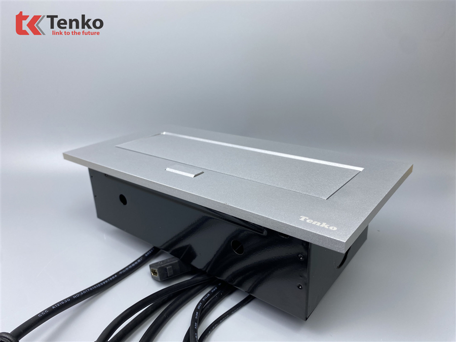 Hộp Ổ Cắm Điện Âm Bàn Họp Tenko TK-AS02DN Màu Bạc