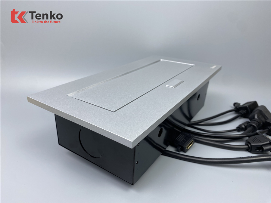 Hộp Ổ Cắm Điện Âm Bàn Họp Tenko TK-AS02DN Màu Bạc