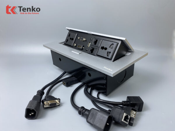 Hộp Ổ Cắm Điện Âm Bàn Họp Tenko TK-AS02DN Màu Bạc