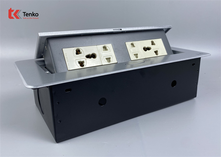 Hộp Ổ Cắm Điện Âm Bàn Họp Tenko TK-AS06DN Màu Bạc