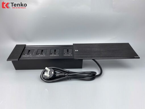 Hộp ổ điện âm bàn Tenko TK-BT02 nắp trượt màu đen