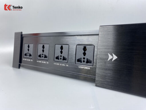 Hộp ổ điện âm bàn Tenko TK-BT02 nắp trượt màu đen