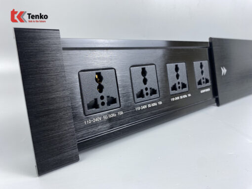 Hộp ổ điện âm bàn Tenko TK-BT02 nắp trượt màu đen