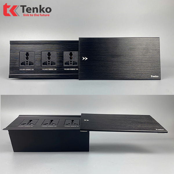 Hộp Ổ Điện Âm Bàn Tenko TK-BT03 Nắp Trượt Cao Cấp