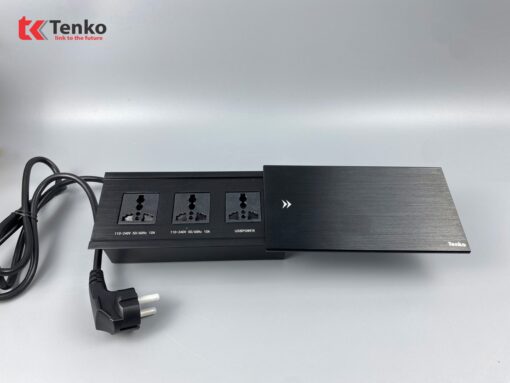 Hộp ổ điện âm bàn Tenko TK-BT03 nắp trượt màu đen