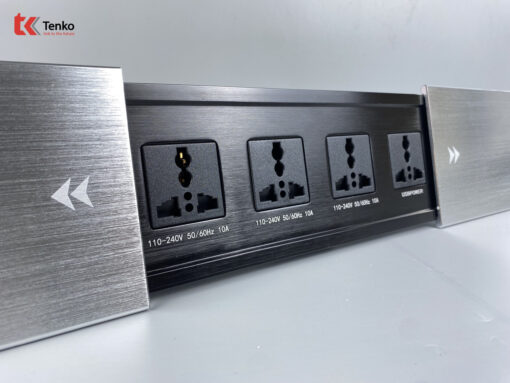 Hộp ổ điện âm bàn Tenko TK-BT04 nắp trượt màu bạc