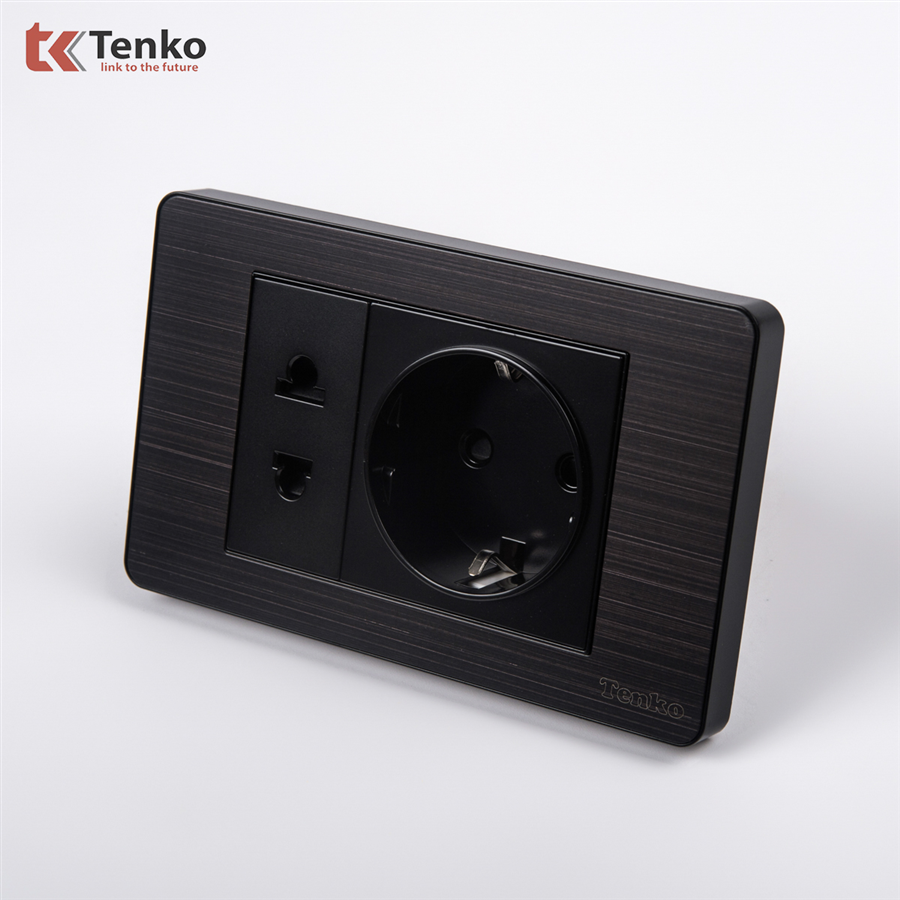 Ổ Cắm 2 Chấu Chuẩn Đức Mặt Hợp Kim TK-C7G-059