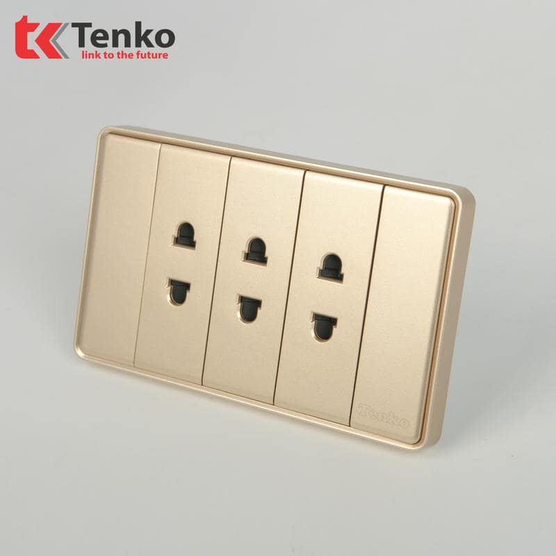 Ổ Cắm 2 Chấu Tràn Viền C1-020 Vàng Viền Vàng