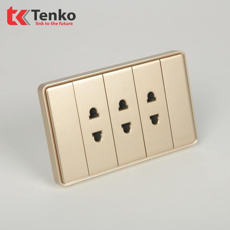 Ổ Cắm 2 Chấu Tràn Viền C1-020 Vàng Viền Vàng
