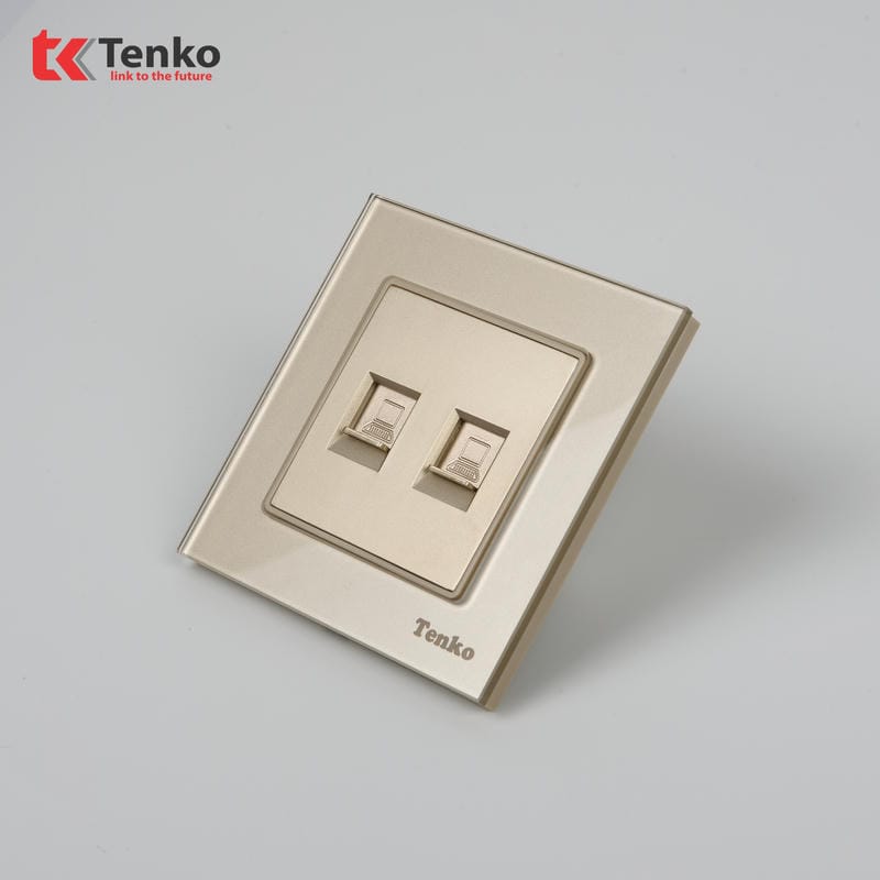 Ổ Cắm 2 Mạng LAN Mặt Kính Cường Lực F71D-52 Vàng