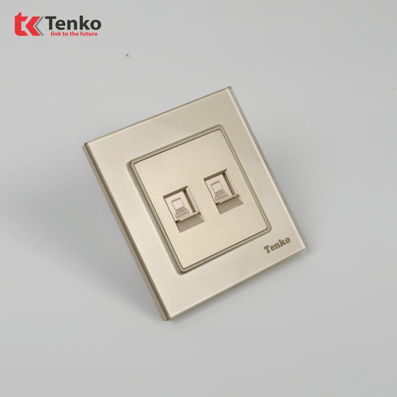 Ổ Cắm 2 Mạng LAN Mặt Kính Cường Lực F71D-52 Vàng
