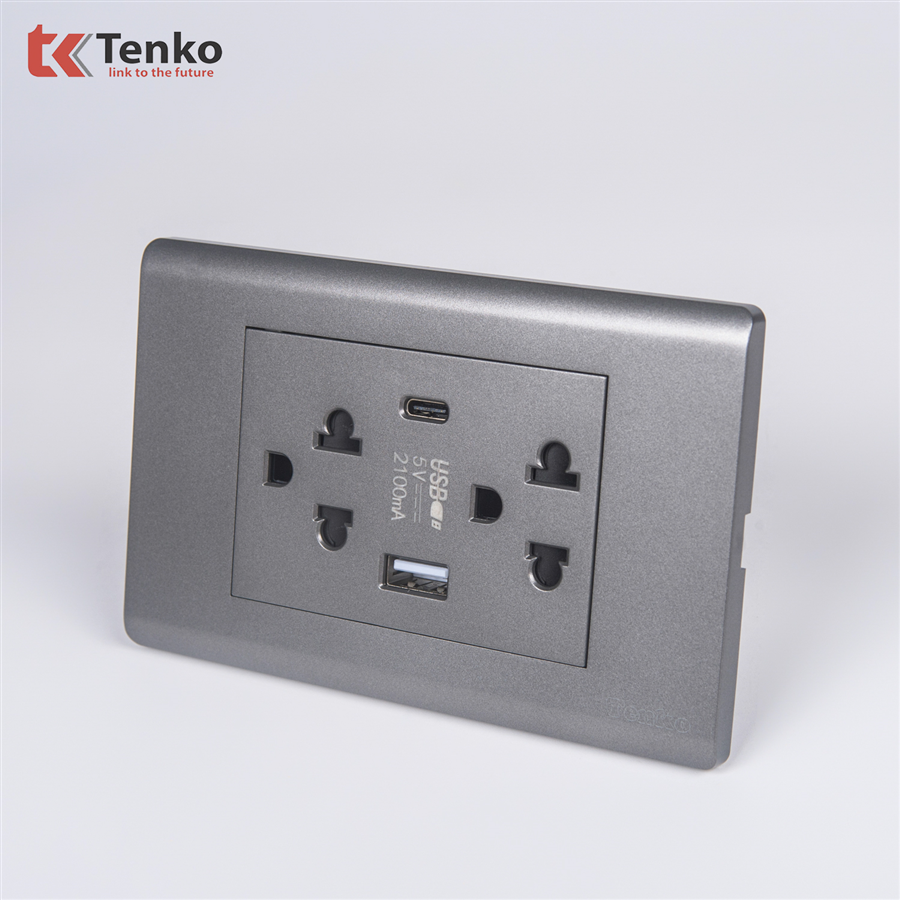 Ổ Cắm 3 Chấu,USB,Type C Chống Cháy C25-045 Nhựa PC