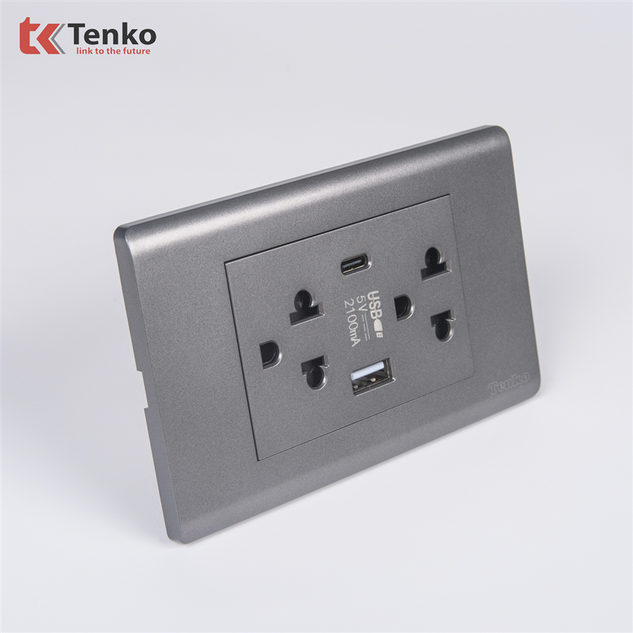 Ổ Cắm 3 Chấu,USB,Type C Chống Cháy C25-045 Nhựa PC