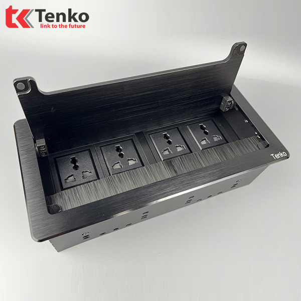 Ổ Cắm Âm Bàn Hợp Kim Nhôm Tenko TK-D4S-01 Đen