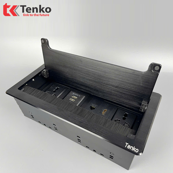 Ổ Cắm Âm Bàn Hợp Kim Nhôm Tenko TK-D4S-03 Đen