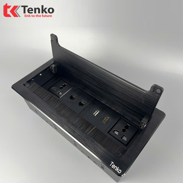 Ổ Cắm Âm Bàn  Hợp Kim Nhôm TK-D4S-04 Đen