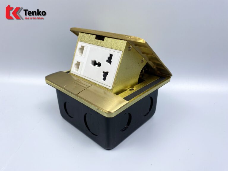 Ổ Cắm Âm Sàn Đồng Nguyên Khối+2 LAN TK-J05-05 Vàng