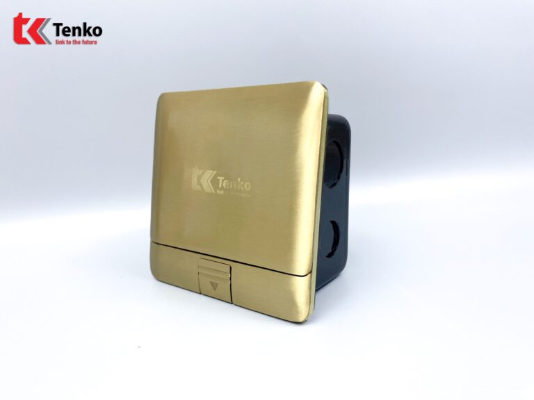 Ổ Cắm Âm Sàn Đồng Nguyên Khối+2 LAN TK-J05-05 Vàng