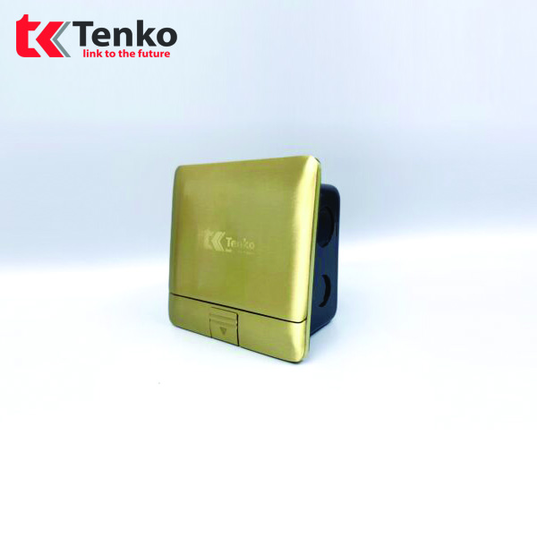 Ổ Cắm Âm Sàn Đồng Nguyên Khối+2 LAN TK-J05-05 Vàng