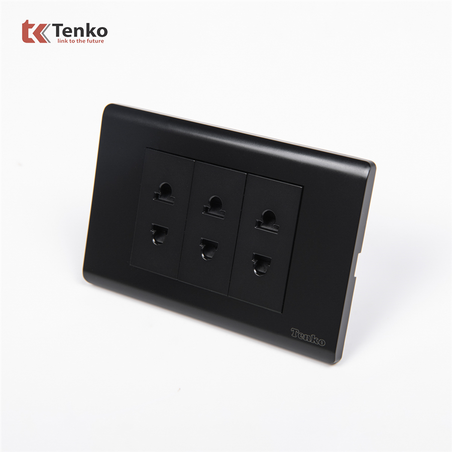 Ổ Cắm Âm Tường Mặt Nhựa PC TENKO TK-C25-020 Đen