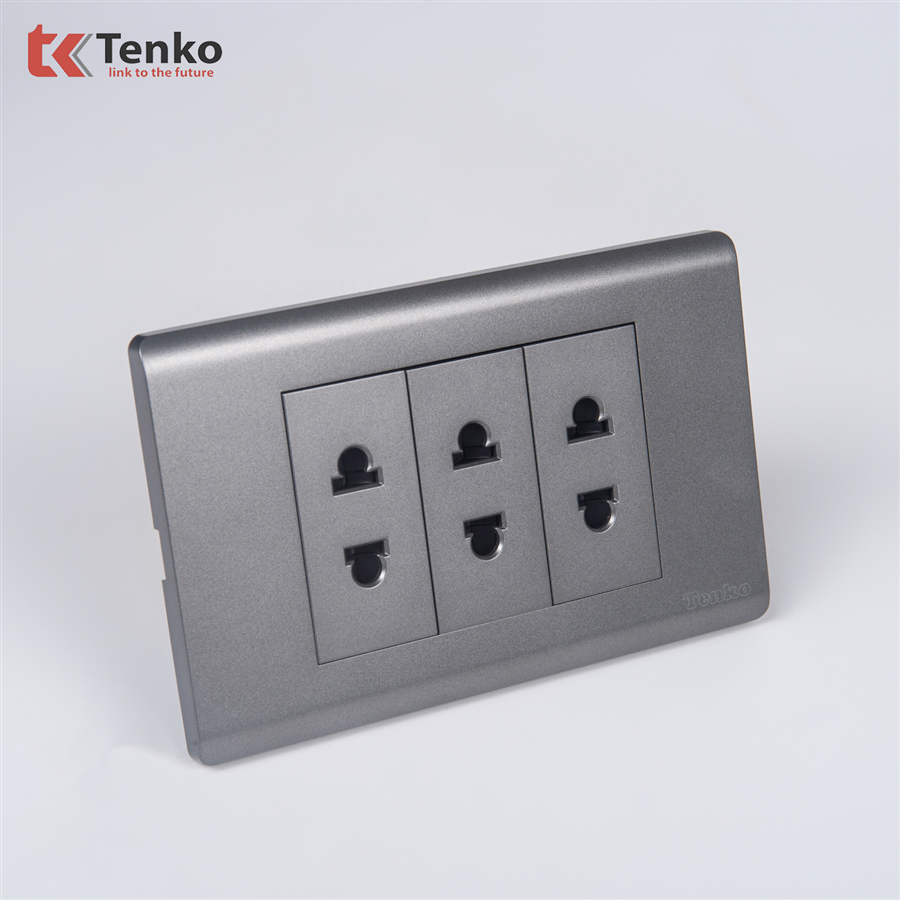 Ổ Cắm Âm Tường Mặt Nhựa PC Xám TENKO TK-C25-020