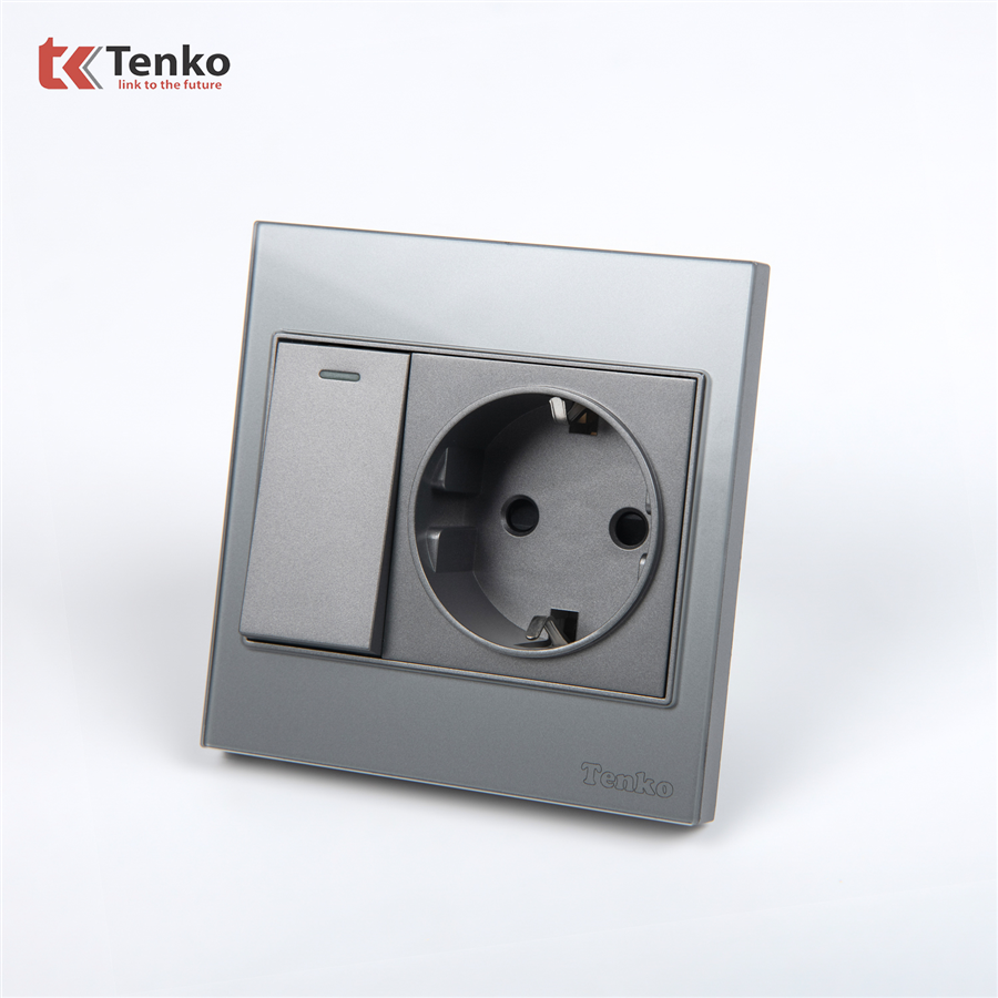 Ổ Cắm Chìm Chuẩn Đức Có Công Tắc TK-V18-060