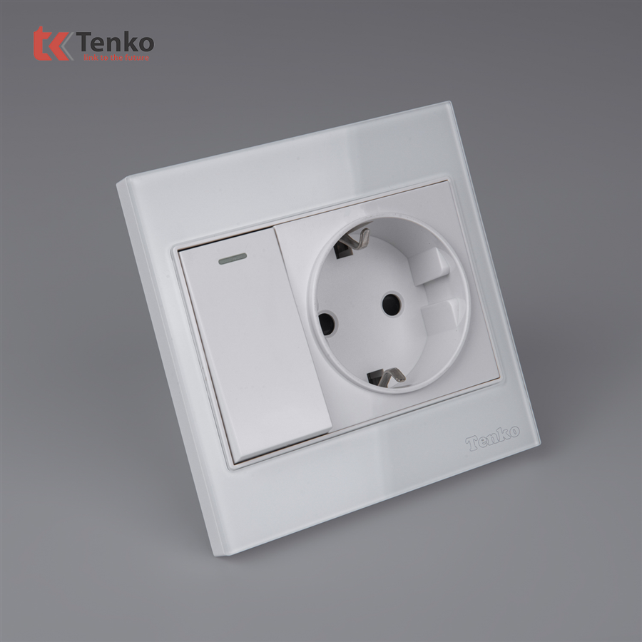 Ổ Cắm Chìm Chuẩn Đức Có Công Tắc TK-V18-060