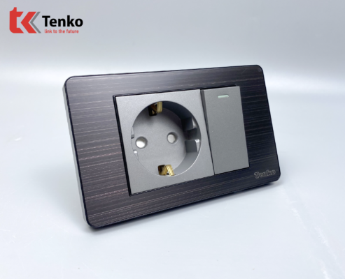 Ổ Cắm Chìm Chuẩn Đức + Công Tắc TK-C7G-060 Đen Xám