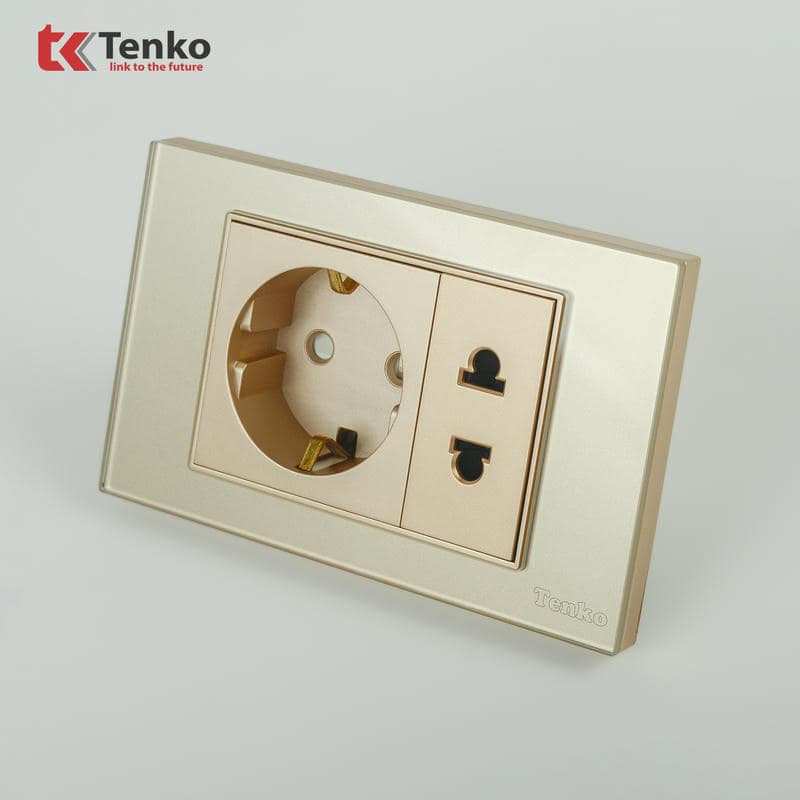 Ổ Cắm Chìm Mặt Kính Cường Lực C18-059 Vàng