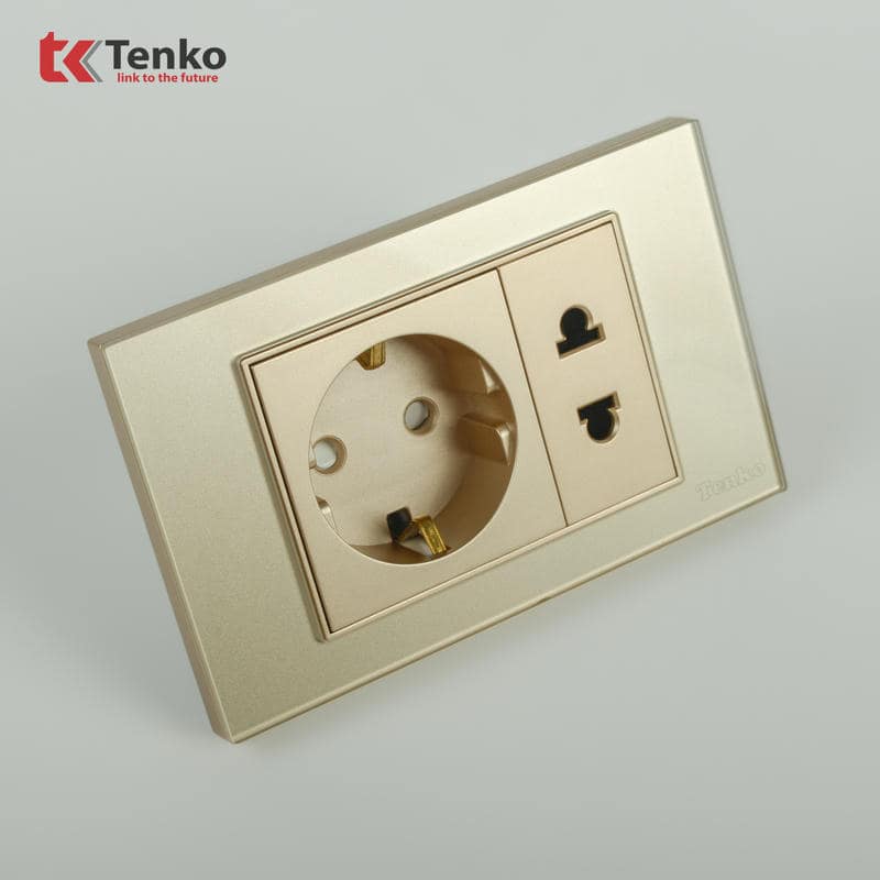 Ổ Cắm Chìm Mặt Kính Cường Lực C18-059 Vàng