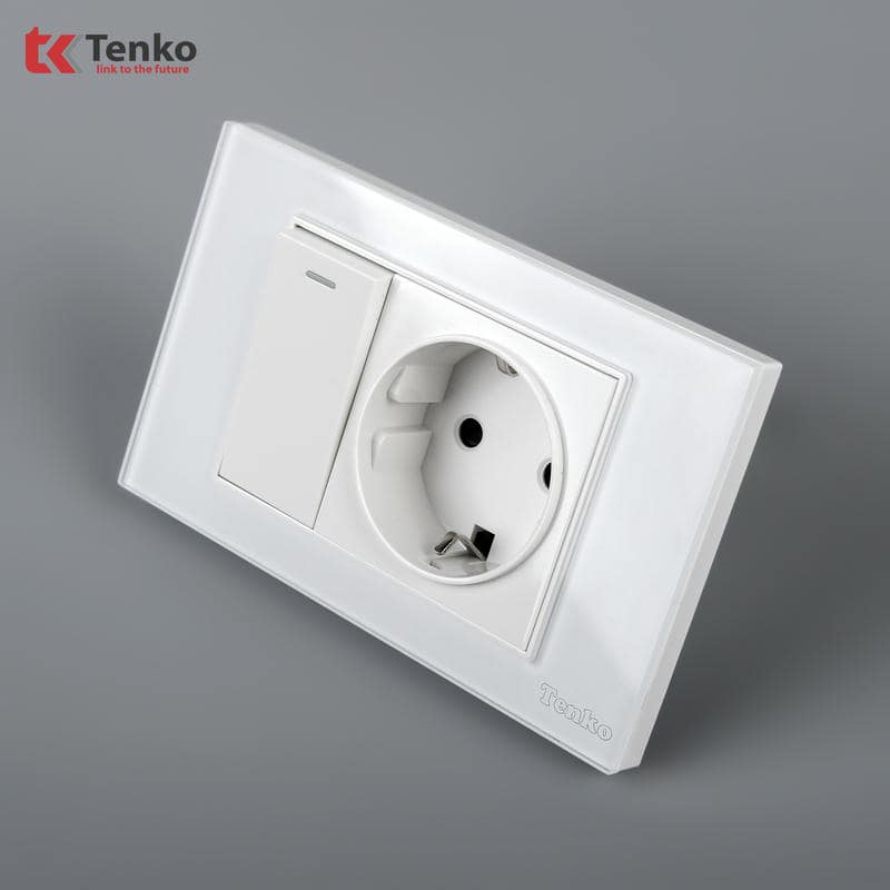 Ổ Cắm Chìm Mặt Kính Cường Lực C18-063 Trắng