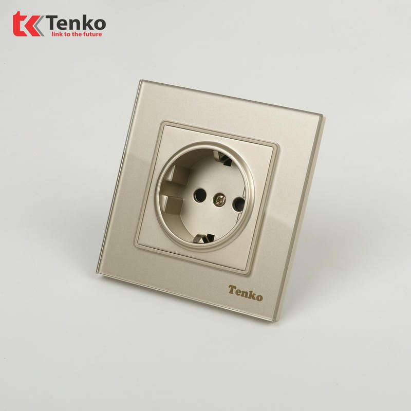 Ổ Cắm Chuẩn Đức Mặt Kính Cường Lực F71D-20 Vàng