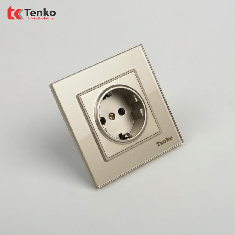 Ổ Cắm Chuẩn Đức Mặt Kính Cường Lực F71D-20 Vàng
