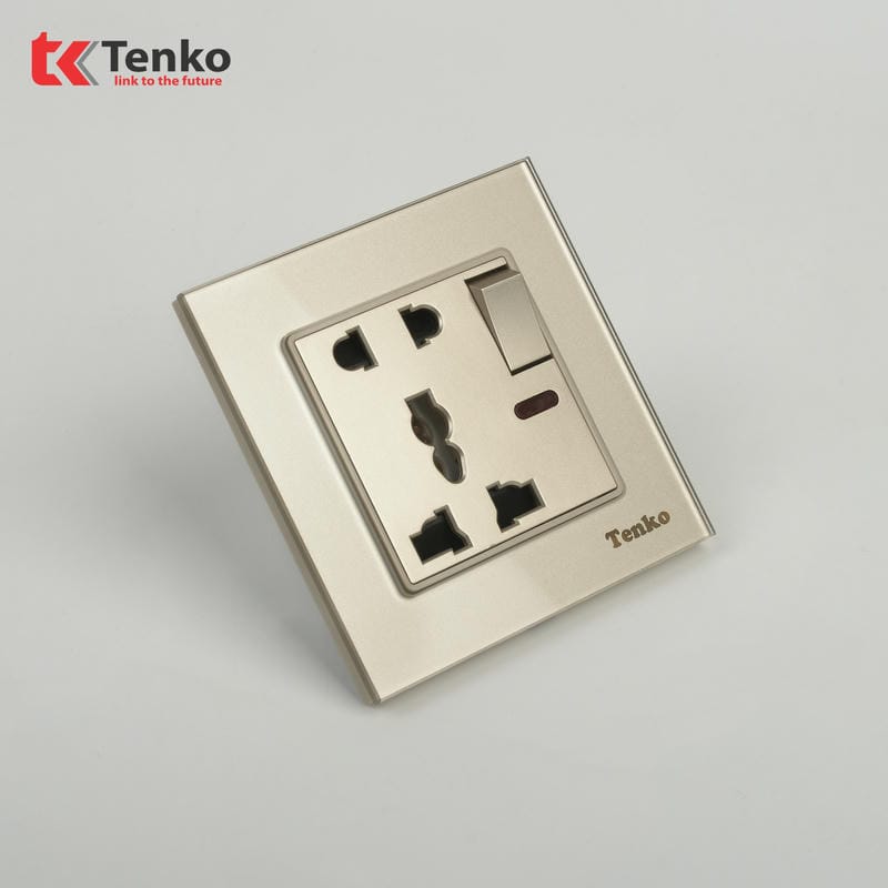 Ổ Cắm Có Công Tắc Mặt Kính Cường Lực F71D-28 Vàng
