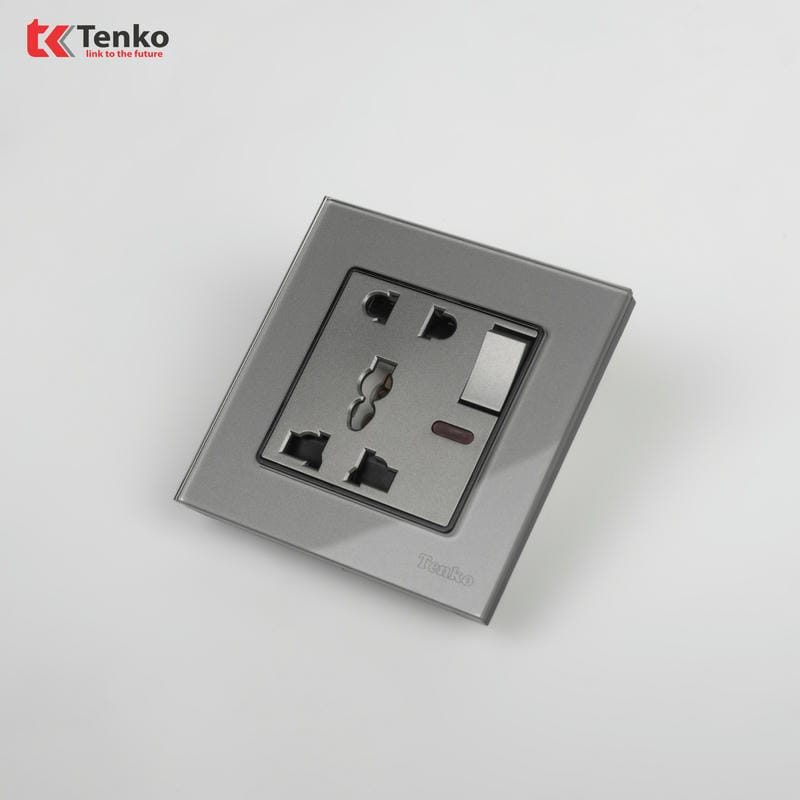 Ổ Cắm Có Công Tắc Mặt Kính Cường Lực TK-F71D-28